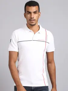 VENITIAN Men Polo Collar Monochrome Slim Fit Cotton T-shirt