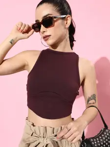 DressBerry Bold Maroon We May Party Take the Vest Crop Top