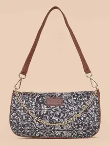 ZOUK Ethnic Motifs Printed Structured Baguette Bag Handbags