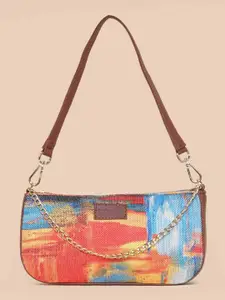 ZOUK Printed Structured Baguette Bag Handbags