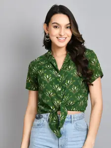 PRETTY LOVING THING Floral Printed Shirt Style Crop Top