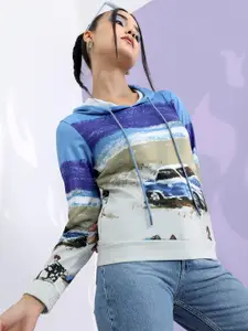 Tokyo Talkies Women Printed Hooded Sweatshirt