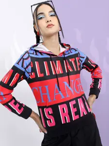 Tokyo Talkies Women Printed Hooded Sweatshirt