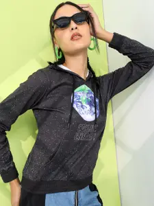 Tokyo Talkies Women Printed Hooded Sweatshirt