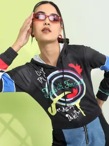 Tokyo Talkies Women Printed Hooded Sweatshirt