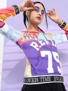 Tokyo Talkies Women Printed Hooded Sweatshirt