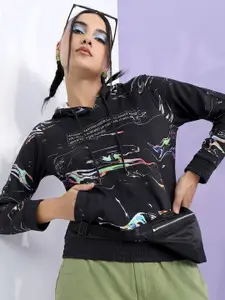 Tokyo Talkies Women Printed Hooded Sweatshirt