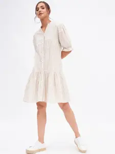 Kibo Cotton Striped Drop-Waist Dress