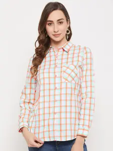 Ruhaans Women Cotton Classic Checked Casual Shirt