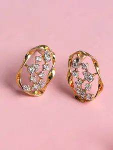 Clara 925 Sterling Silver Gold-Plated Contemporary Studs Earrings