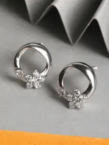 Clara 925 Sterling Silver Rhodium-Plated Contemporary Studs Earrings