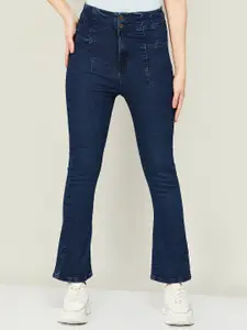 Ginger by Lifestyle Women Flared High-Rise Cotton Jeans