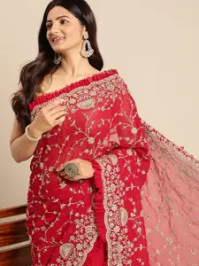 kasee Floral Zari Pure Georgette Saree