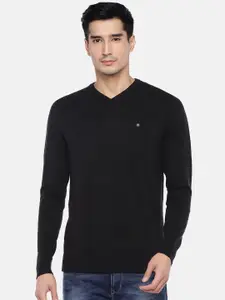 Allen Solly Sport Men Black Self Design Sweater Vest