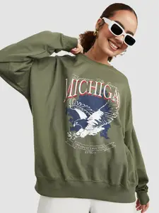 Styli Women Graphic Printed Cotton Pullover Sweatshirt