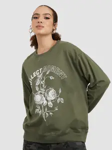 Styli Women Graphic Printed Cotton Pullover Sweatshirt