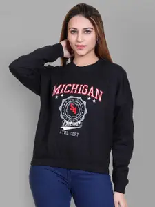 Club York Women Alphanumeric Printed Pullover Sweatshirt