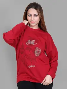 Club York Women Floral Printed Pullover Sweatshirt