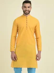 DEYANN Men Yellow Embroidered Kurta With Pyjamas