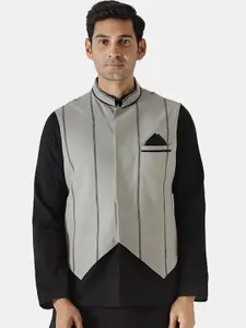 KISAH Men Striped Woven Nehru Jackets