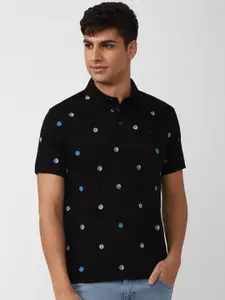 SIMON CARTER LONDON Men Printed Mandarin Collar Slim Fit T-shirt