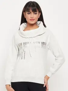 Madame Women Typography Printed Cotton Pullover Sweatshirt