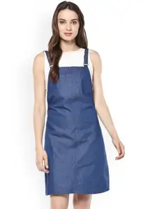 StyleStone Women Blue Solid Pinafore Dress