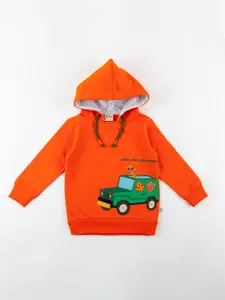 JusCubs Boys Graphic Printed Hooded Pure Cotton Pullover Sweatshirt