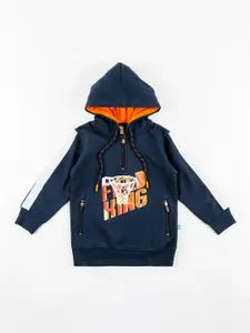 JusCubs Boys Typoraphy Printed Hooded Pure Cotton Pullover Sweatshirt