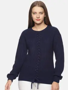 DAiSY Women Self Design Open Knit  Acrylic Pullover Sweater