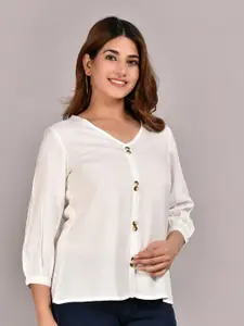 Meeranshi V-Neck Liva Shirt Style Top