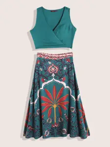 Sangria Girls Wrap Top with Skirt