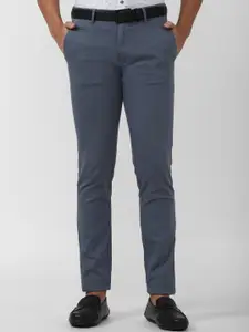 V Dot Men Textured Slim Fit Trousers