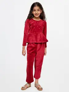 Global Desi Girls Embellished Top with Trousers