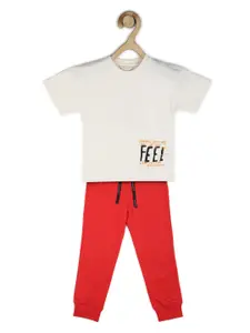 Peter England Boys Cotton Printed T Shirt and Joggers