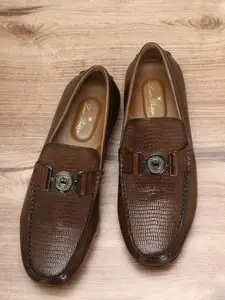 Louis Philippe Men Textured Leather Driving Shoes