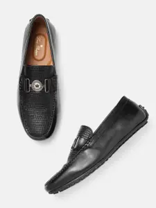Louis Philippe Men Textured Leather Driving Shoes