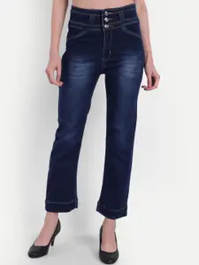 BROADSTAR Women Straight Fit High-Rise Light Fade Cotton Jeans