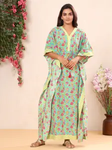 mirari Floral Printed Pure Cotton Maxi Nightdress