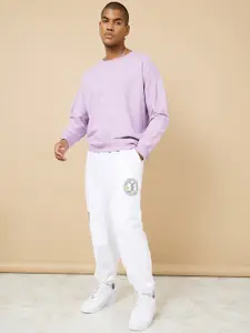 Styli Men Oversized Varsity Side Print Joggers