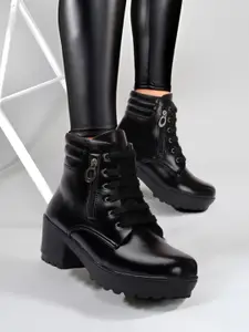 ZAPATOZ Girls Black Heel Boots