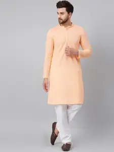 See Designs Men Ethnic Motifs Thread Work Pastels Cotton Kurta