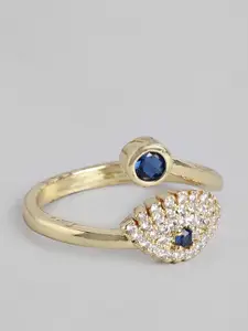 Blueberry Woman Evil Eye Gold Plated Ring