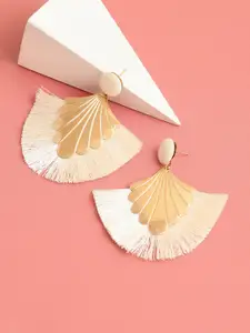 SOHI Gold-Plated Contemporary Drop Earrings
