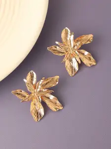 SOHI Gold-Plated Floral Studs Earrings