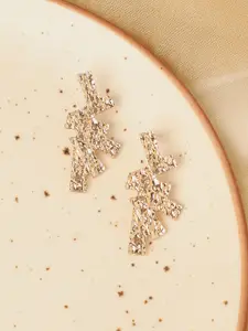 SOHI Gold-Plated Contemporary Drop Earrings