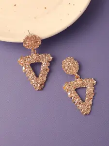 SOHI Gold-Plated Triangular Drop Earrings
