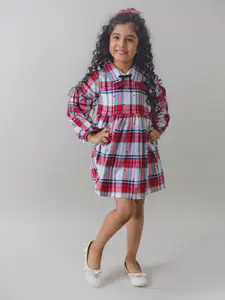 Fairies Forever Cuffed Sleeves Checked Dress