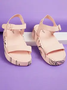 Ginger by Lifestyle Women Pink Open Toe Flats