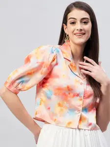 Marie Claire Tie and Dye Shirt Style Crop Top